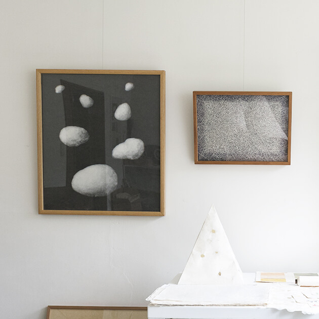 Artwork seen in the couple’s atelier